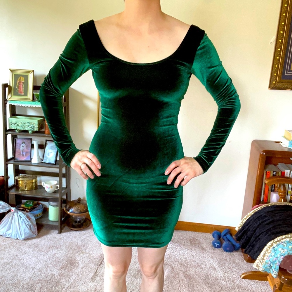 Green Velvet American Apparel Bodycon Dress